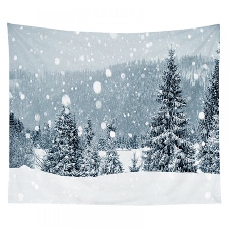 Vinter Sne Gobelin Jule Wonderland Skov Bokeh Cool Snowflake