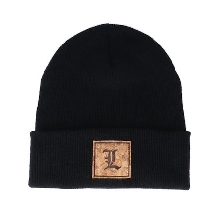 Kiddo Cap - Black cuff Beanie - Kids L Letter Patch Black Cuff @ Hatstore