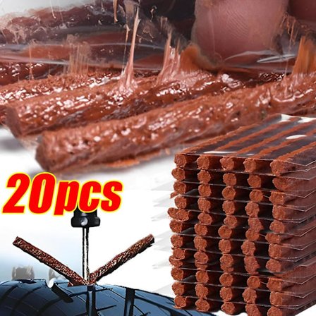 20 stk. slangeløse dækreparationsstrimler, omrørings lim til dækpunktering, nødsituation, bil, motorcykel, cykel, dækreparations gummistrimler