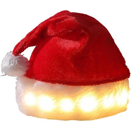 LED Julehatt - Lysende Nisselue, Julehatt for Voksne, Unisex Plysj Komfortable Julehatter