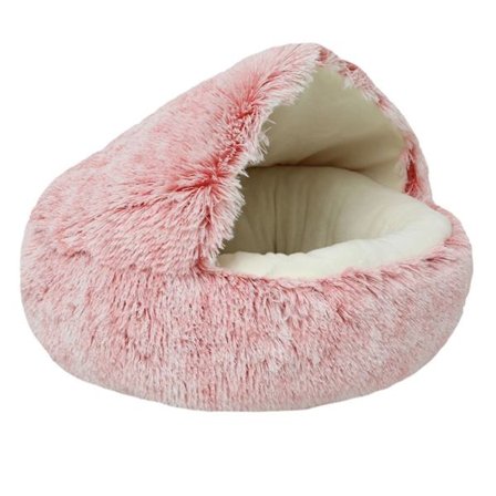 Calming Hooded Dog Bed og Kat Cave Bed til Lille Pinks