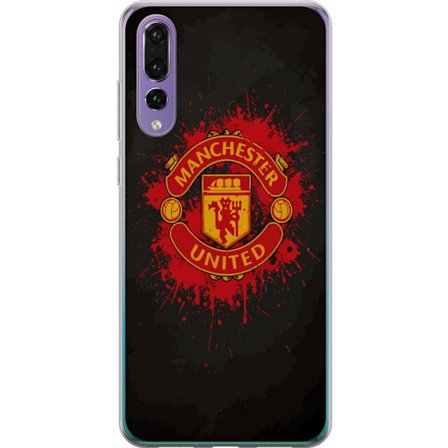 Kompatibelt Mobildeksel til Huawei Huawei P20 Pro Manchester United logo i rød og gul farge med røff sportslig bakgrunn
