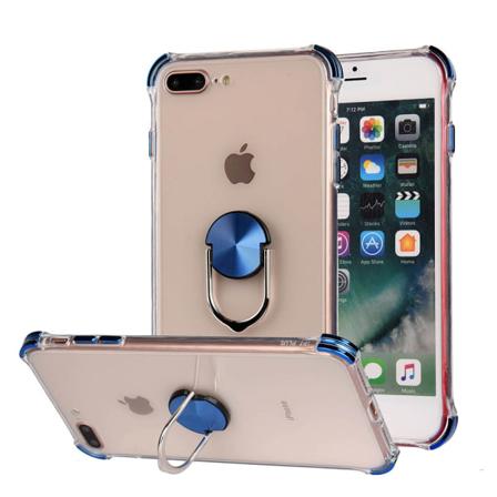 iPhone 8 Plus - Praktiskt Skyddande Skal med Ringhållare Blå