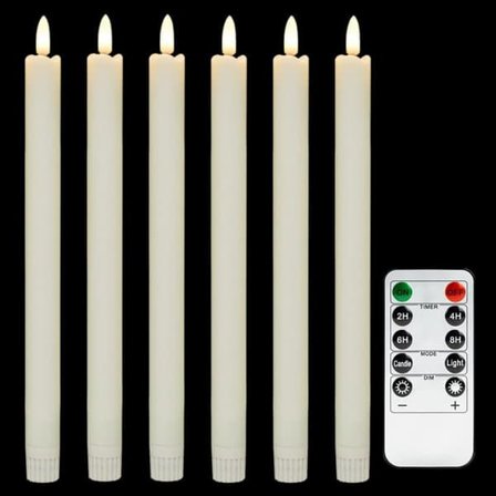 6 kpl LED-kynttilöitä kaukosäätimillä, norsunluunväriset liekittömät, välkkyvät sähköiset 6 kpl LED-kynttilöitä, 16 cm paristokäyttöiset, jouluun ja 