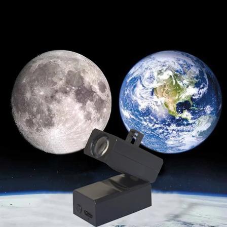 Jordens Månelys Måneprojektorlys Stjernehimmelprojektor Roterende Planetarium Lampe Væglighter Værelsesindretning Led Natlys 1 Light with 2 films