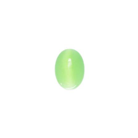 Cabochon, Cat's Eye Glas, Ca 13x18mm Oval, Ljusgrön, 1st Grön