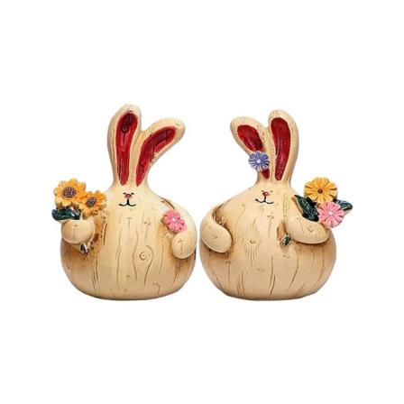 2Pack Kaniner Ornament Retro Stil Harts Skrivbordsdekoration Bord Centerpieces Hemdekorationer Hantverk Skulpturer Status M