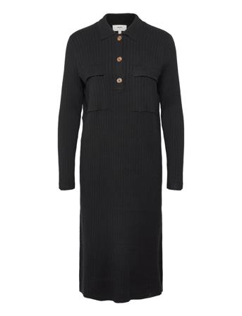 Objnoelle Polo Knit Dress Dresses Knitted Dresses Svart Object*Betinget Tilbud
