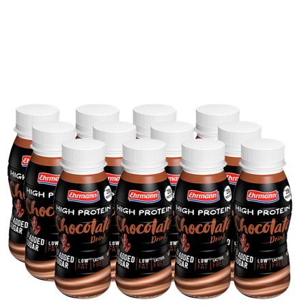 12 x Ehrmann High Protein Drink, 250 ml, Chocolate - Bodyman.dk
