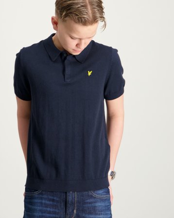 Lyle & Scott SS Knitted Polo Shirt Bleu Pulls Garçon - Kids Brand Store