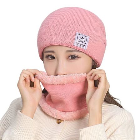 Beanie Hat Tørklæde Hals Tørklæde Cap PINK