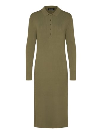 Lauren Ralph Lauren Rib-Knit Polo Dress - Green - M