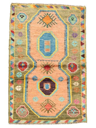 Handknuten Moroccan Berber - Afghanistan 88X133 Ullmatta Orange/Brun Liten