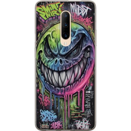 Yhteensopiva Puhelinkuori OnePlus 7 Pro Värikäs graffitipiirros pahansuipasti hymyilevästä hirviökasvoista, jossa valuvat neonvärit