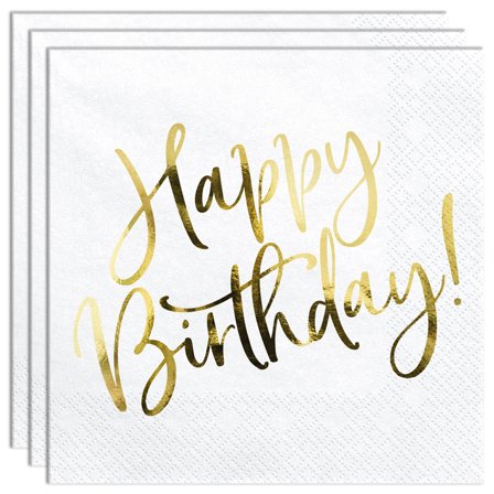 Happy Birthday Servietter Hvide