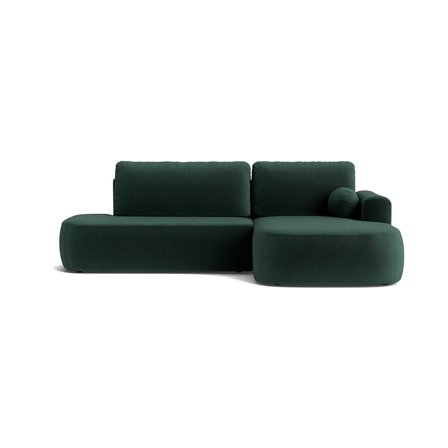 Monza Chaiselongue-Schlafsofa, rechts | Stauraum, Riviera Grün Velour, elegantes Design, stilvolles Ecksofa mit Schlaffunktion, Breite 90cm