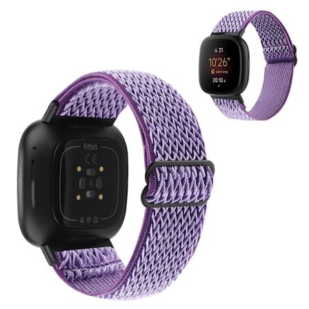 Fitbit Sense / Versa 3 nylon wave pattern watch strap - Purple