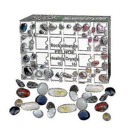 24 kappaleen Aura Healing Crystal Stone Healing Crystal Gem -setti, joulukalenteri, ihanteellinen joululahja