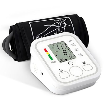 Blodtrykksmåler overarm digital, høyt blodtrykk LED-display, deteksjon av arytmi og måling av puls, stor mansjett 22-36 cm