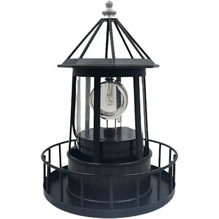 LED-aurinkoenergialla toimiva majakka, 360 astetta pyörivä majakkamaisemavalo, vedenpitävä puutarhaan ripustettava lyhty, terassille, aidalle, pihalle