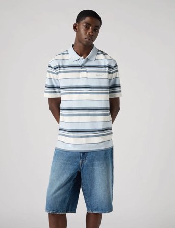 Levi's Authentic Polo Acacius Stripe - Blue - M
