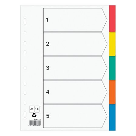 Plastregister otryckta A4 5-flik - Lyreco - Kontorsmaterial - Pärmar och register - Plastregister - Otryckta
