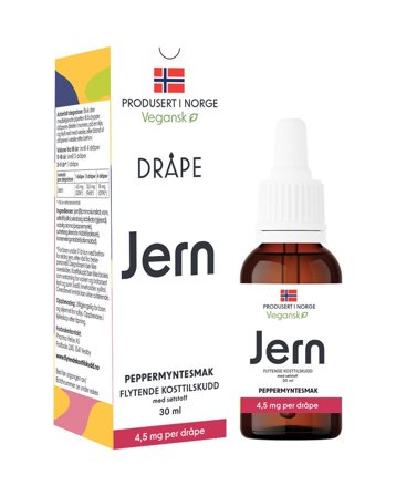 Dråpe vegansk jern peppermynte 30 ml