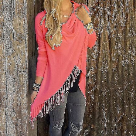 Naisten Tassel-Neuletakki Huivi Neulepaita Poncho Takki Kääre Yläosa