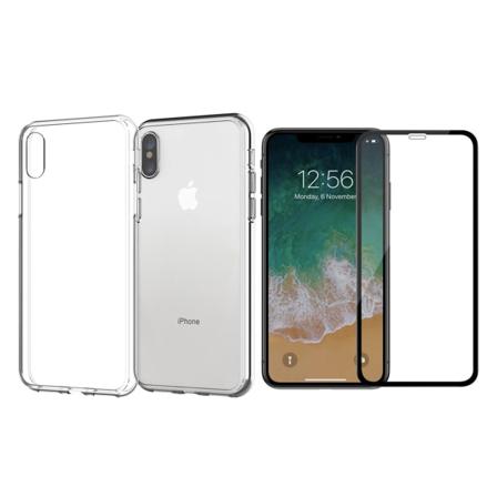 Stötdämpande Silikonskal med Skärmskydd iPhone XS Max Transparent
