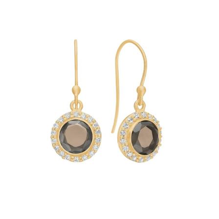 Frk. Lisberg, Daisy earrings Smoky quartz Szary, Kobieta, Rozmiar: ONE Size