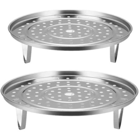 2-pak dampstativ i rustfrit stål, dampholder, rund dampbakke, kølestativ, dampkurv, trykkoger tilbehør