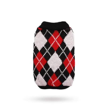 Urban Pup - Red & Black Argyle - Strikket Hundegenser - Hundegenser, hundvester & T-skjorter til hunder
