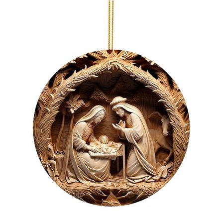 Julekrybbe Ornamenter Rundt Jesu Fødsel Hengende Dekor Hellig Religiøse Gaver Kristent Juletrepynt
