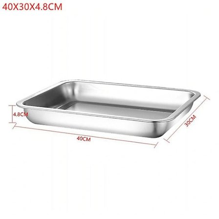 1 stk. Dyb Serveringsbakke Opbevaringsfad Rustfrit Stål Grillplader Til Madbeholdere Dampede Retter Køkkenredskaber Til Bagning 40x30x4.8cm