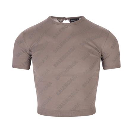 Balenciaga, T-Shirts Bruin, Dames, Maat:S