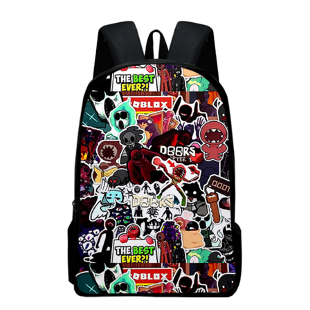 Dörrar Roblox Figur Tecknad Skolväska Flickor Pojkar Ryggsäck A A-max