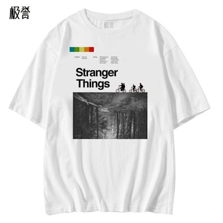 Stranger Style Grafisk T-shirt – Bomull Kortärmad Casual Topp*190/3XL*06