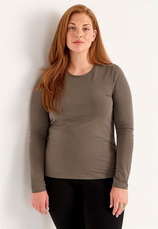 Cellbes of Sweden - Langærmet jerseytop i økologisk bomuld i nougat til damer i størrelse 58/60