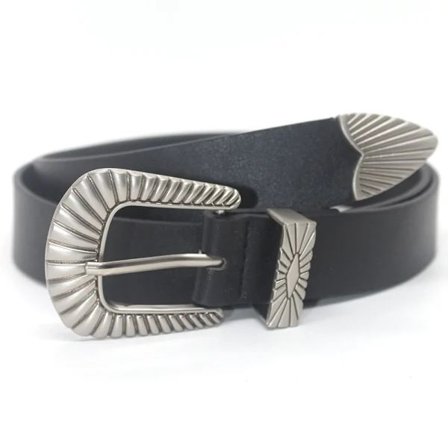/EA/(Silver Buckle Black) Dambälten, Westernbälten, Jeansbälten, Dambyxbälten