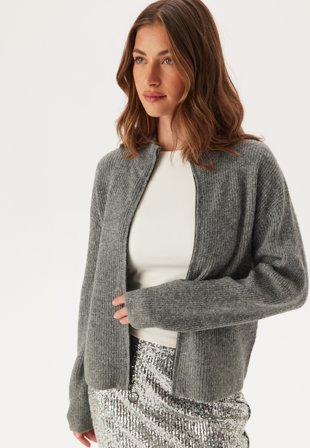 ONLY Onltokyo L/S ZIP CARDIGAN KNT Dark Grey Melange Klær