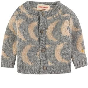 Kids - Bobo Choses Moon Printed Knit Cardigan Gray 12-18 Months - Jumpers and knitwear - 12-18 months - Grey