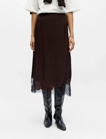 Object Objdalme Mw Long Lace Skirt E Aw Fair 25 - Brown - 40