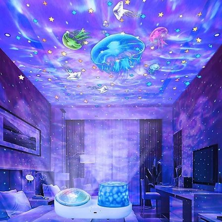 Stjärnhimmel Projektor - Dubbel LED Nattlampa Projektor för Barn med 360 Graders Rotation, Galax Projektor Taklampa Baby Nattlampa för 