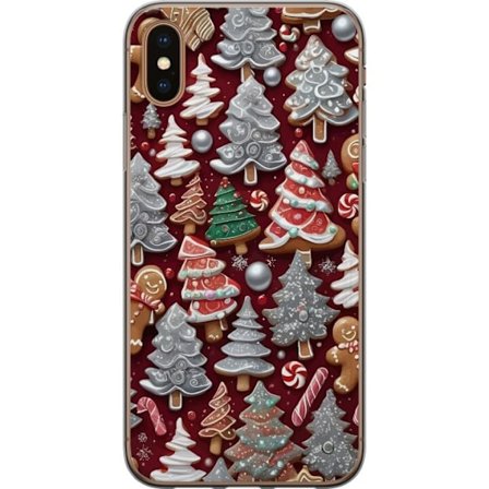 Kompatibelt Mobilskal till Apple Apple iPhone X Mysigt julmotiv med granar, godis och vinterfärger