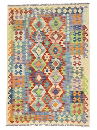 Kelim Afghan Old Style Teppe Håndvevd 127X179 Mørk Grå/Beige Afghanistan