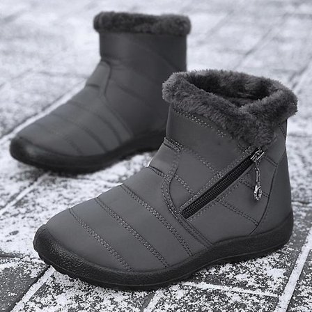 Naisten saappaat, pörröinen paksu fleecevuori, lumisaappaat, lämpimät nilkkurit vetoketjulla, talviulkoiluun