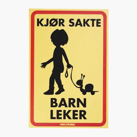 Biltema - Skilt – Barn Leker, Laget Av Motstandsdyktig Plast Mot Vær Og Vind