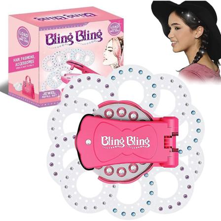 Hiuskoristelusetti, jossa 180 hiuskoristetta, Bling Gem -kone, hiuskoristeluleimasin, Glam Bling -työkalu tytöille ja lapsille (hiuskoristelu)