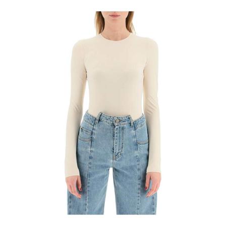Maison Margiela, Long Sleeve Tops Beige, Dames, Maat:XS,lycra