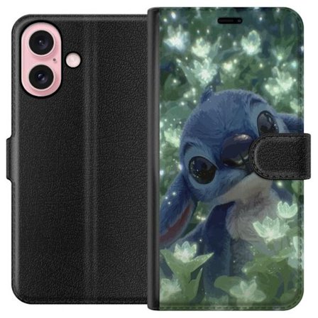 Kompatibelt Plånboksfodral till Apple Apple iPhone 16 Stitch med blomma kawaii Disney alien blå